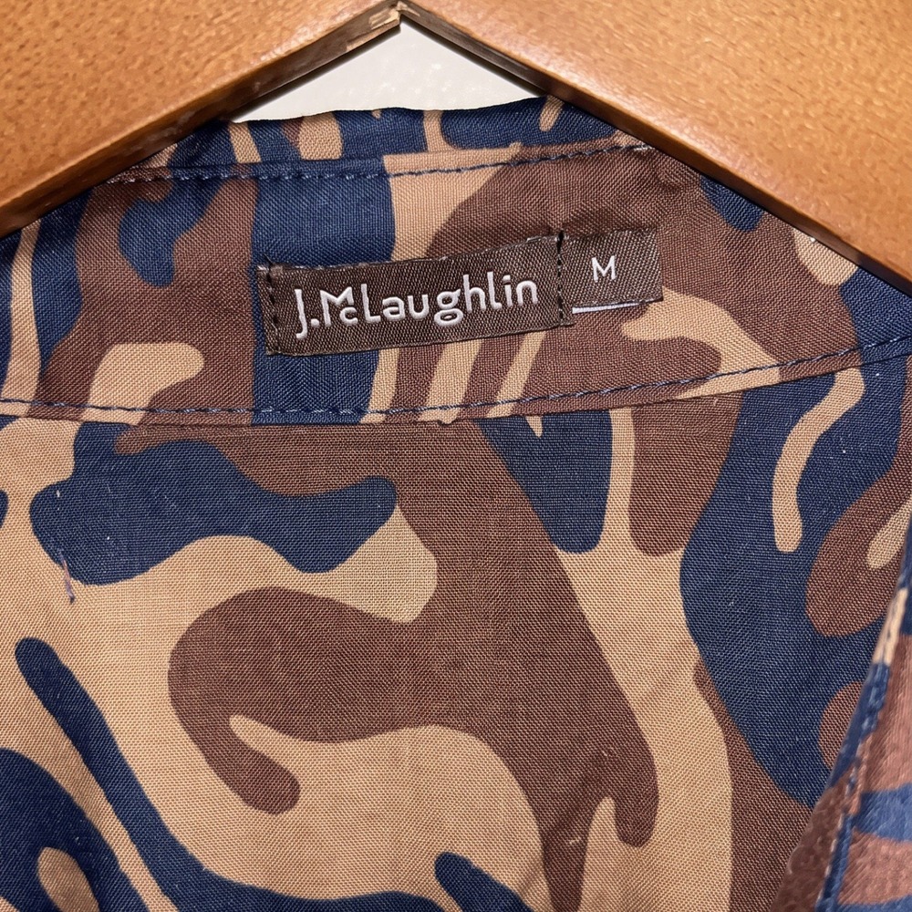 J.McLaughlin Midi Shirt Dress Silk Viscose Botanical Print Tie Waist Button Up M - Picture 7 of 13